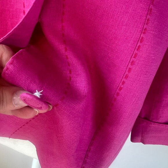 💕Windmoor :Bold & Beautiful Vintage-vibe Fuchsia 100% Linen Jacket size 12 - Picture 14 of 15